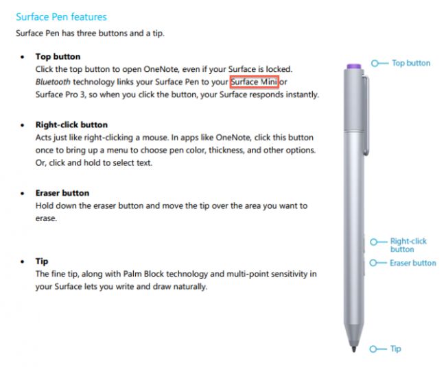 Surface Pen features
