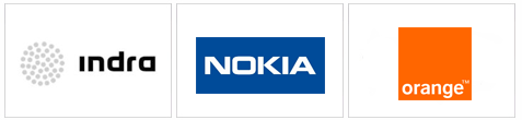 Logos  de Indra Nokia y Orange