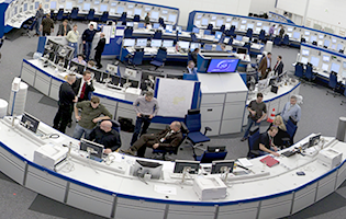 Panorámica del centro de control de Karlsruhe (Alemania), gestionado con el sistema iCAS