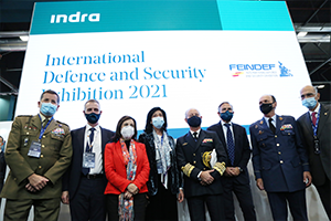 Margarita Robles, Minister of Defense and Esperanza Casteleiro, Secretary of State for Defense visited Indra's stand at FEINDEF, where they were received by Marc Murtra, Chairman of Indra and Ignacio Mataix, CEO of Indra