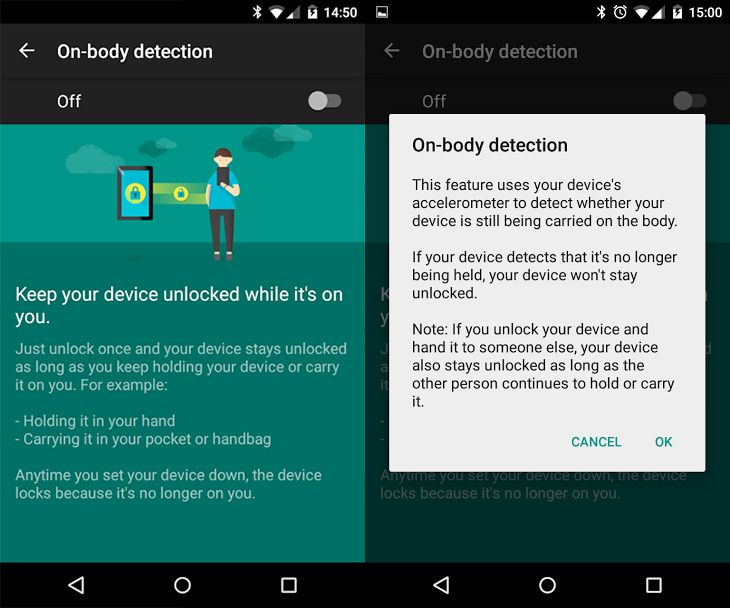 android on body detection